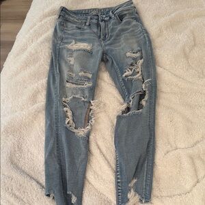 American Eagle Outfitters Light Blue Distressed Skinny Jeans